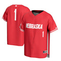 #1 Nebraska Huskers Lightweight Baseball Jersey - Scarlet product image 1, provided for visual reference and product detail