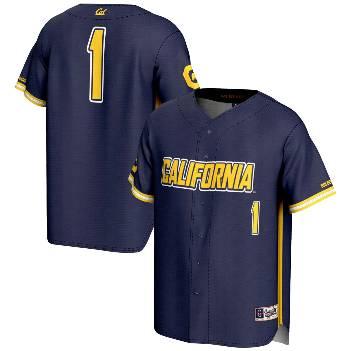 #1 Cal Bears Lightweight Baseball Jersey - Navy product image 1, provided for visual reference and product detail review