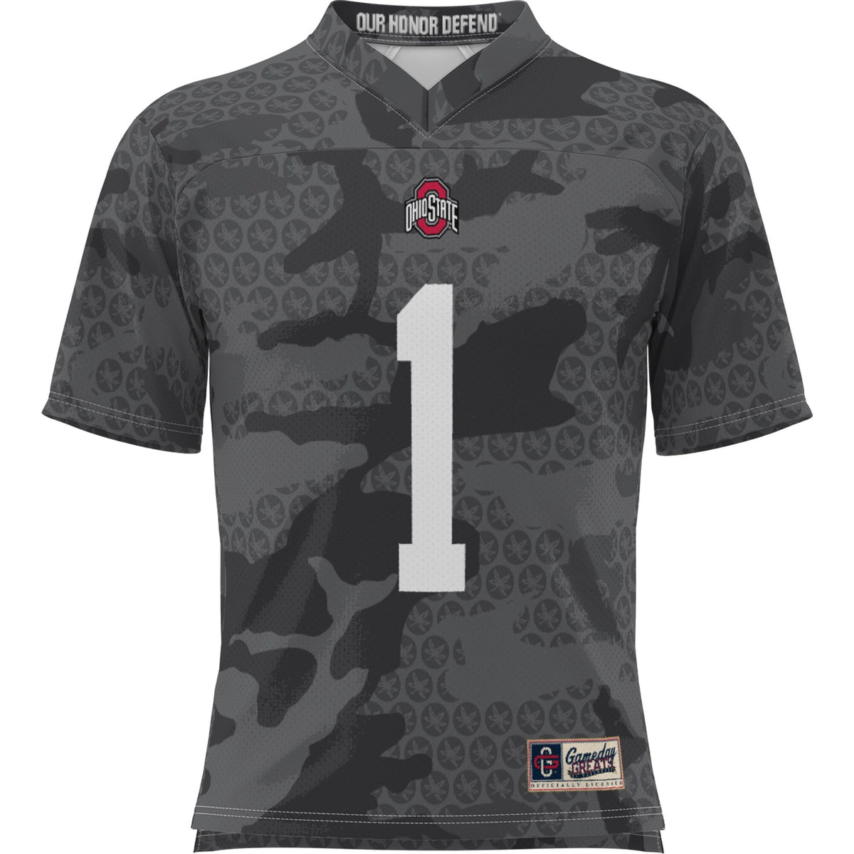 #1 Ohio State Buckeyes Camo Football Jersey - Black product image 3, provided for visual reference and product detail review