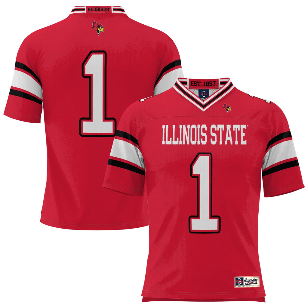 #1 Illinois State Redbirds Endzone Football Jersey - Red product image 2, provided for visual reference and product detail