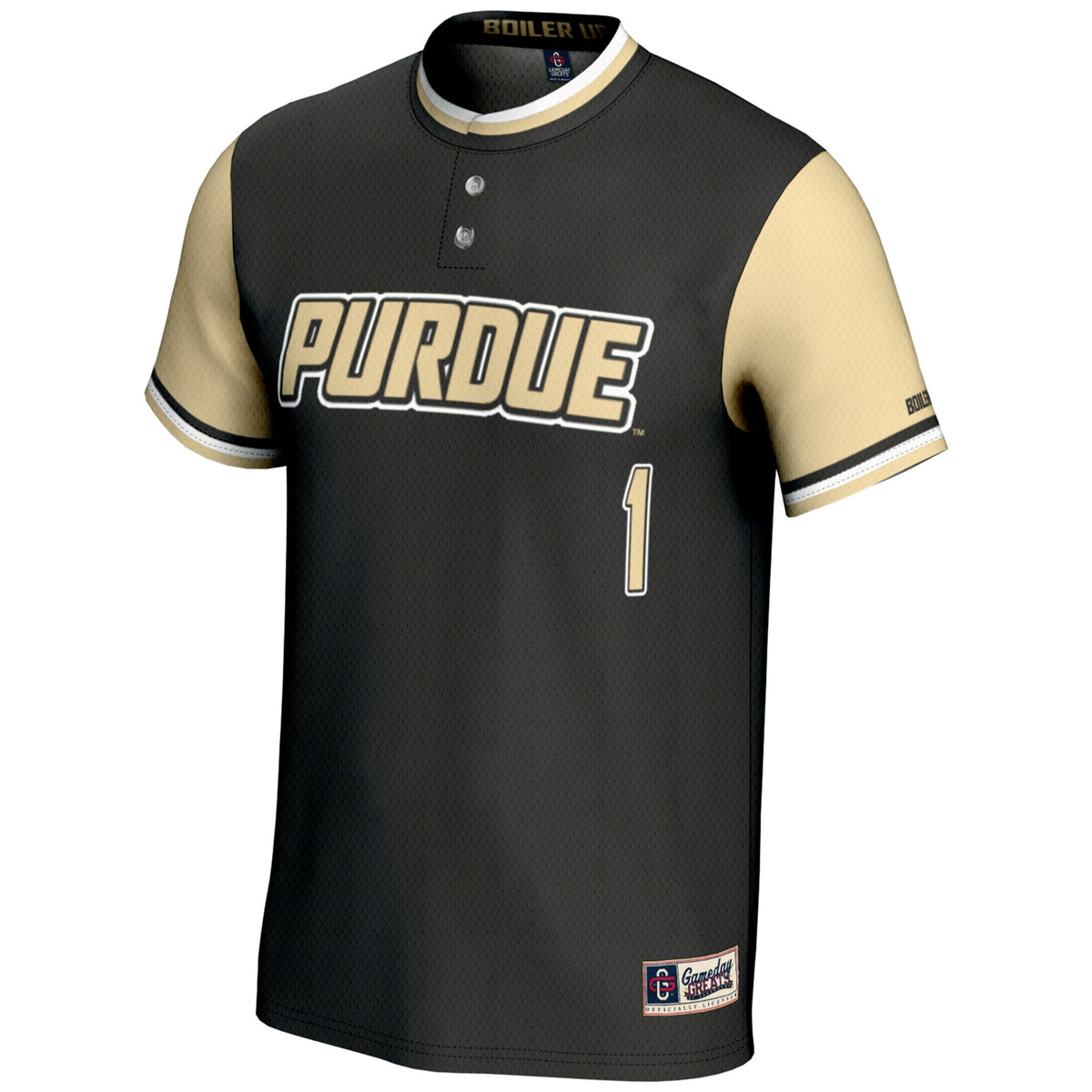 #1 Purdue Boilermakers Lightweight Softball Jersey - Gold product image 3, provided for visual reference and product detail