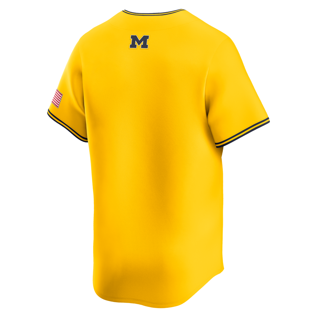 Maize Michigan Wolverines Alternate Limited Baseball Jersey product image 4, provided for visual reference and product