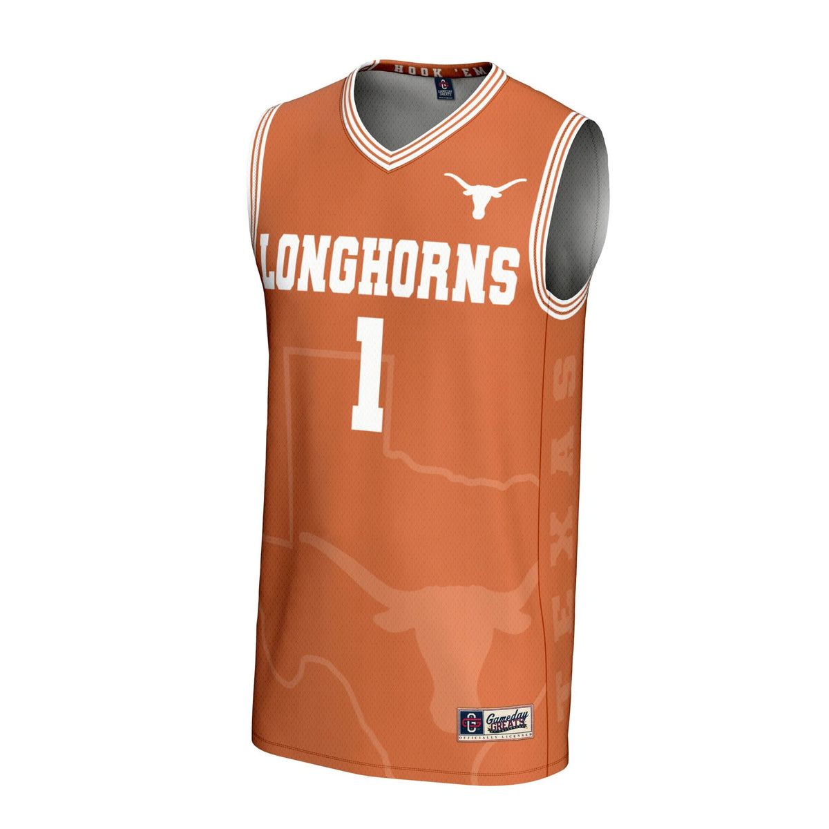 #1 Texas Longhorns Lightweight Icon Print Basketball Jersey - Texas Orange product image 3, provided for visual reference