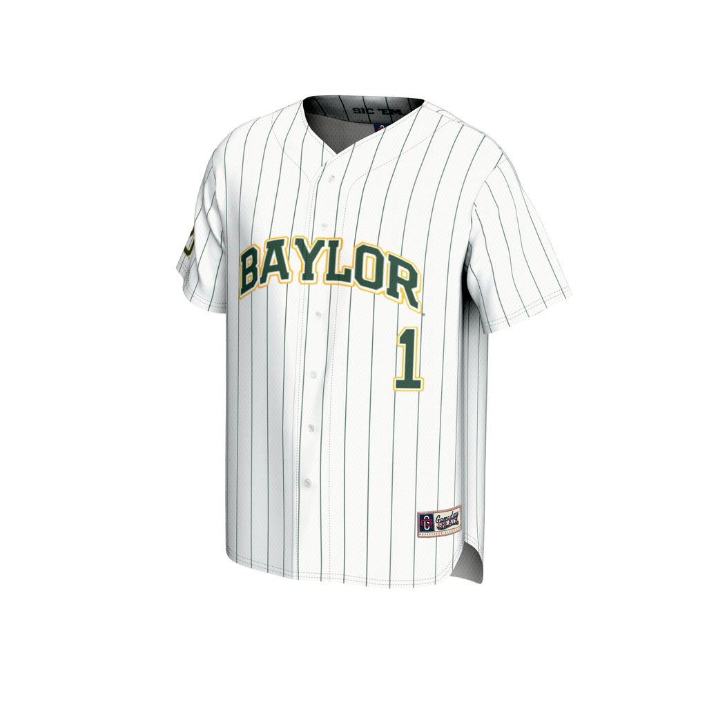 #1 Baylor Bears Lightweight Baseball Fashion Jersey - White product image 3, provided for visual reference and product