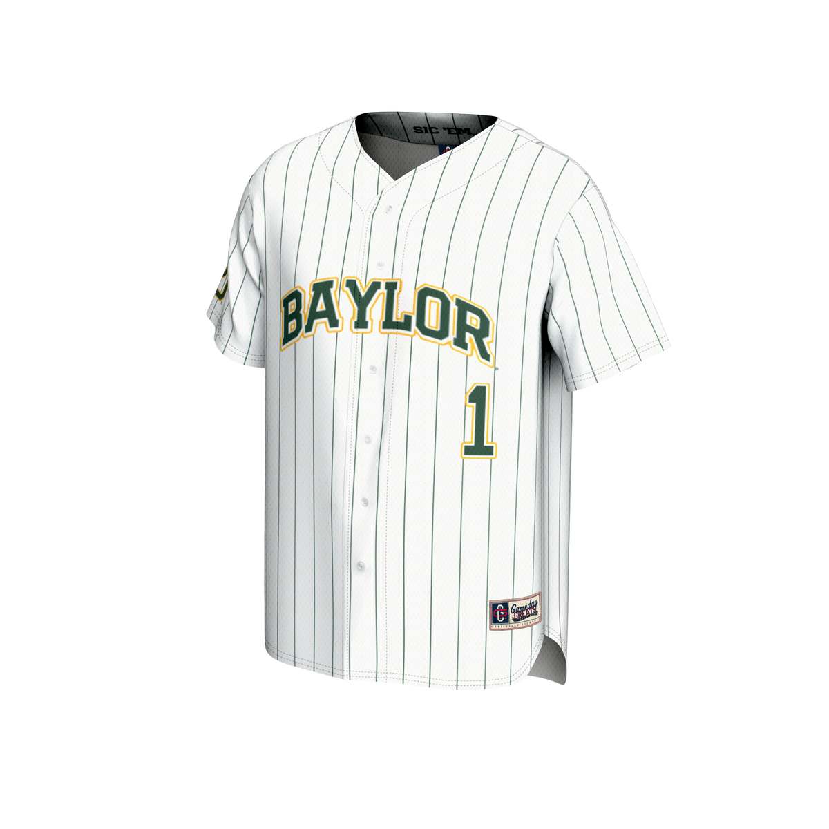 #1 Baylor Bears Lightweight Baseball Fashion Jersey - White product image 3, provided for visual reference and product