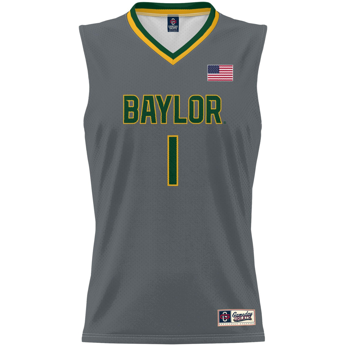 #1 Baylor Bears Lightweight Basketball Jersey - Gray product image 3, provided for visual reference and product detail review