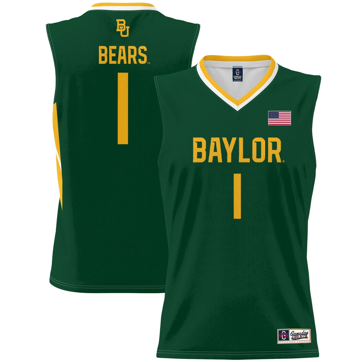 #1 Baylor Bears Lightweight Basketball Jersey - Green product image 2, provided for visual reference and product detail