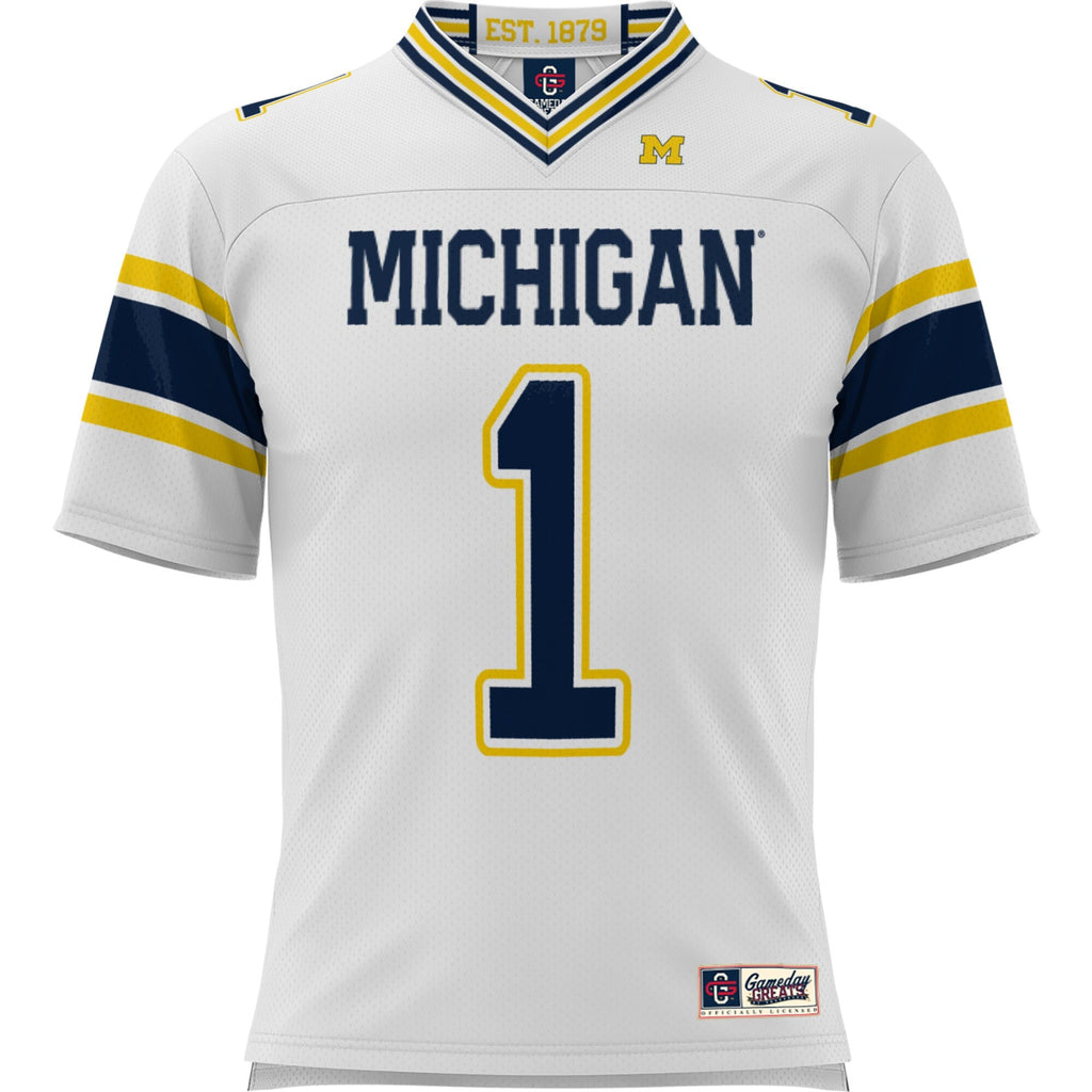 #1 Michigan Wolverines Football Jersey - White product image 3, provided for visual reference and product detail review