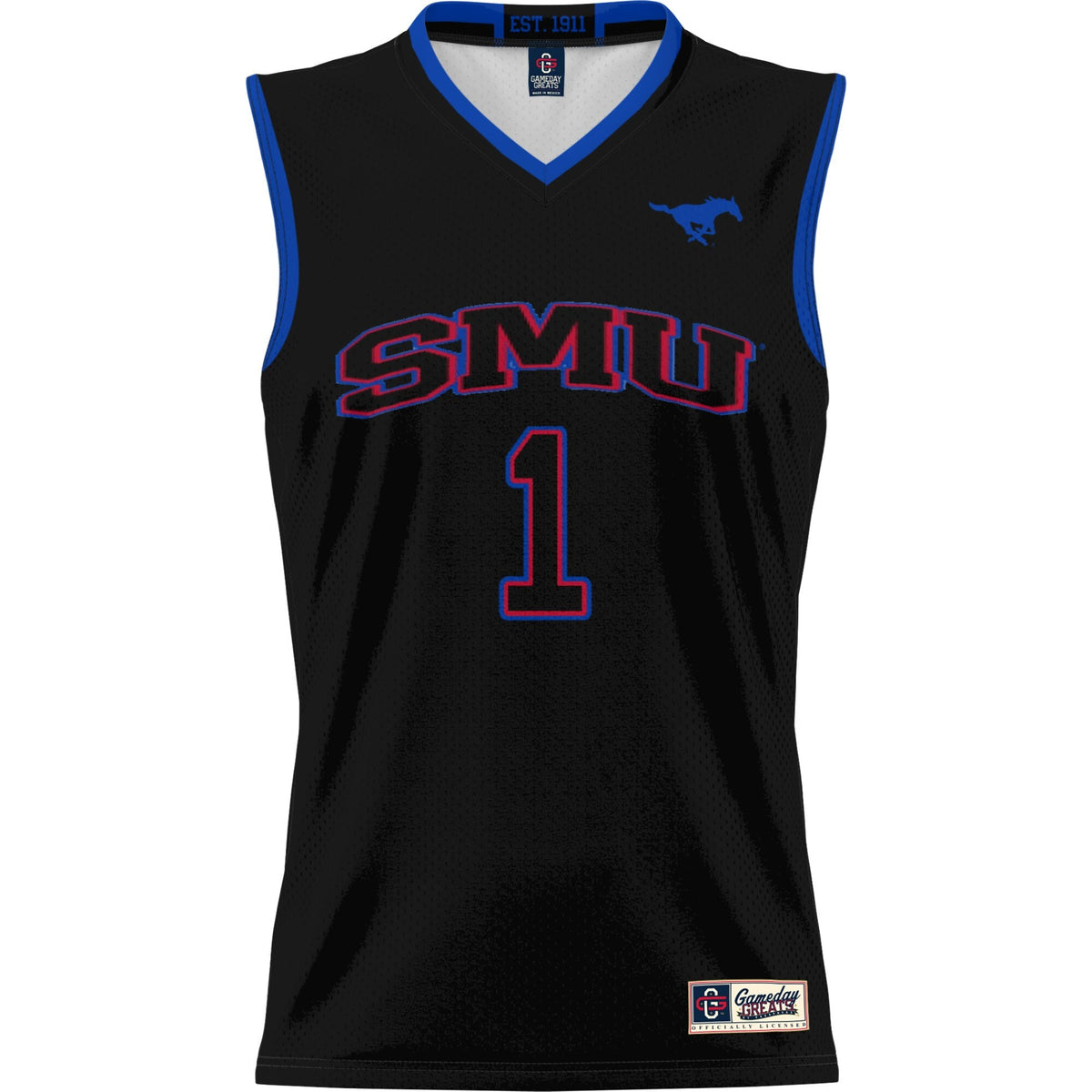 #1 SMU Mustangs Lightweight Basketball Jersey - Black product image 3, provided for visual reference and product detail