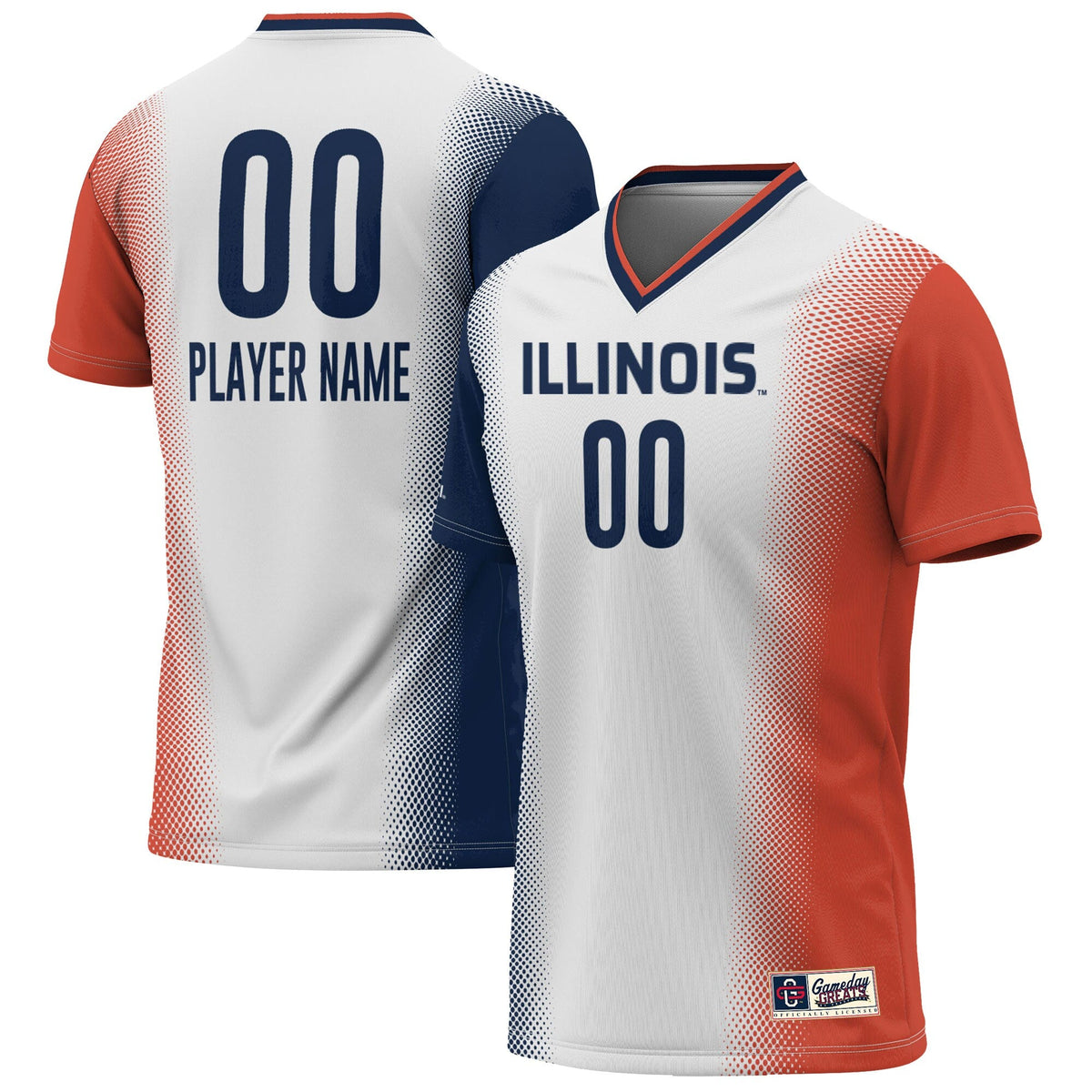 Illinois Fighting Illini Pick-A-Player NIL Lightweight Soccer Jersey - White product image 2, provided for visual reference