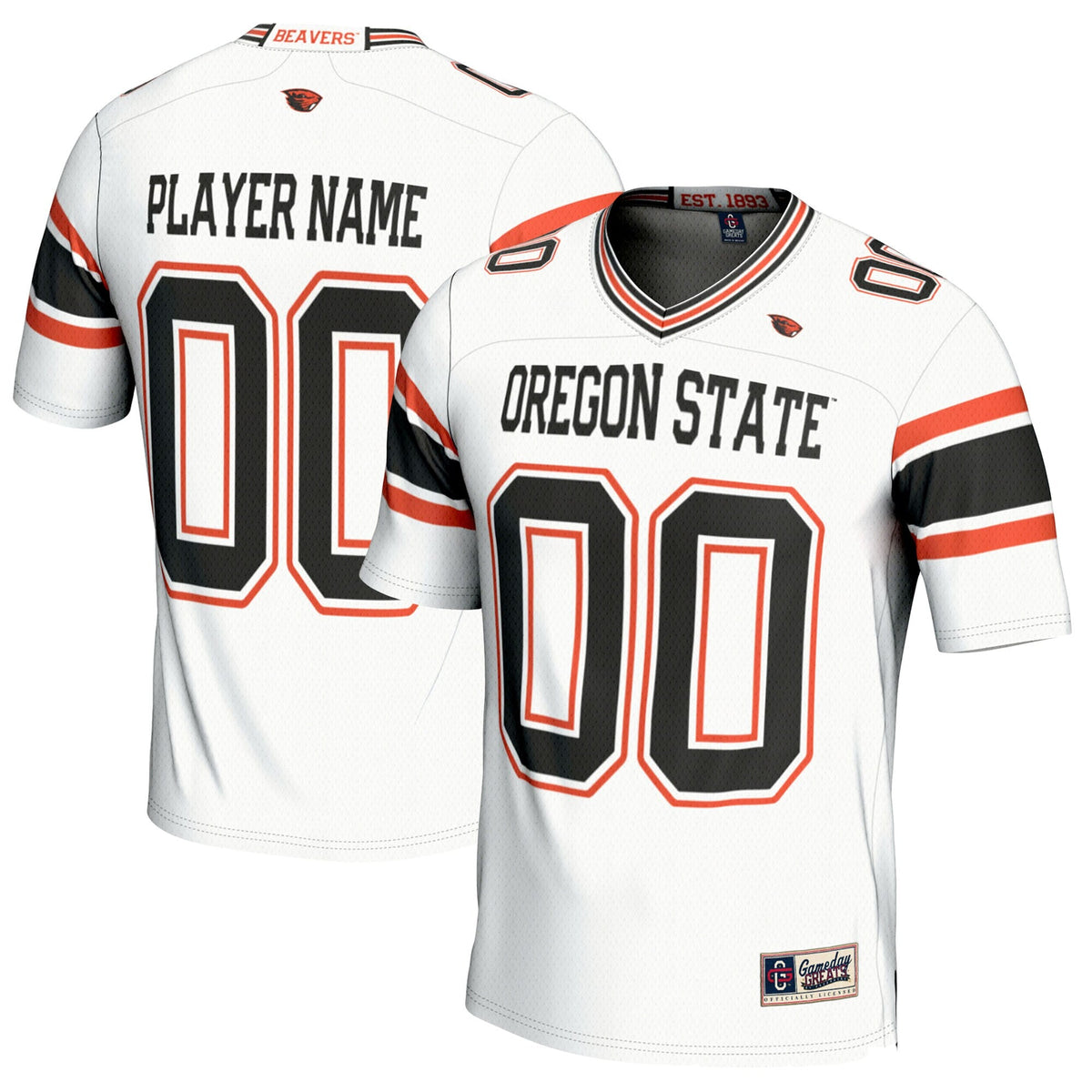 Oregon State Beavers NIL Pick-A-Player Football Jersey - White product image 2, provided for visual reference and product