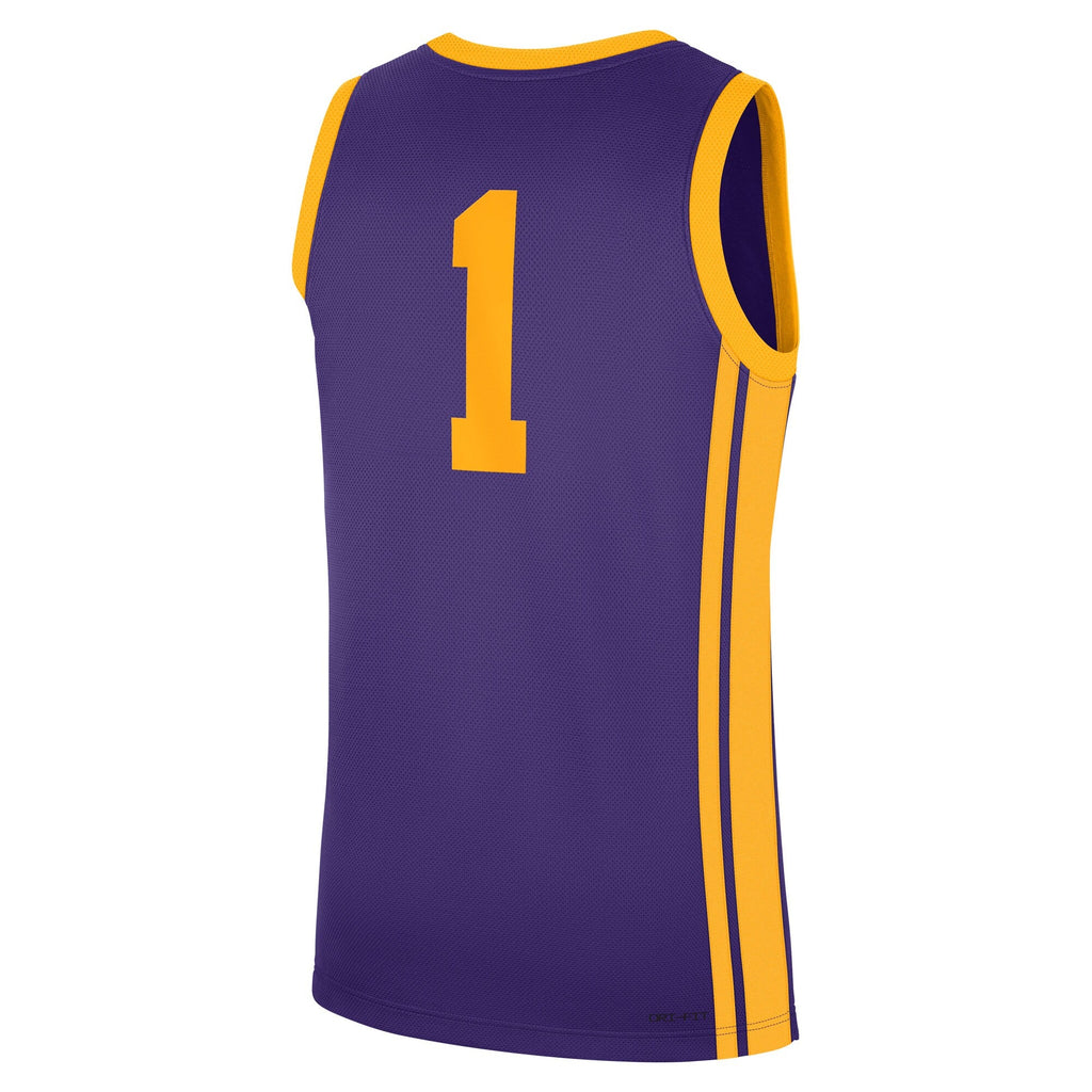 #1 Purple LSU Tigers Road Replica Jersey product image 4, provided for visual reference and product detail review