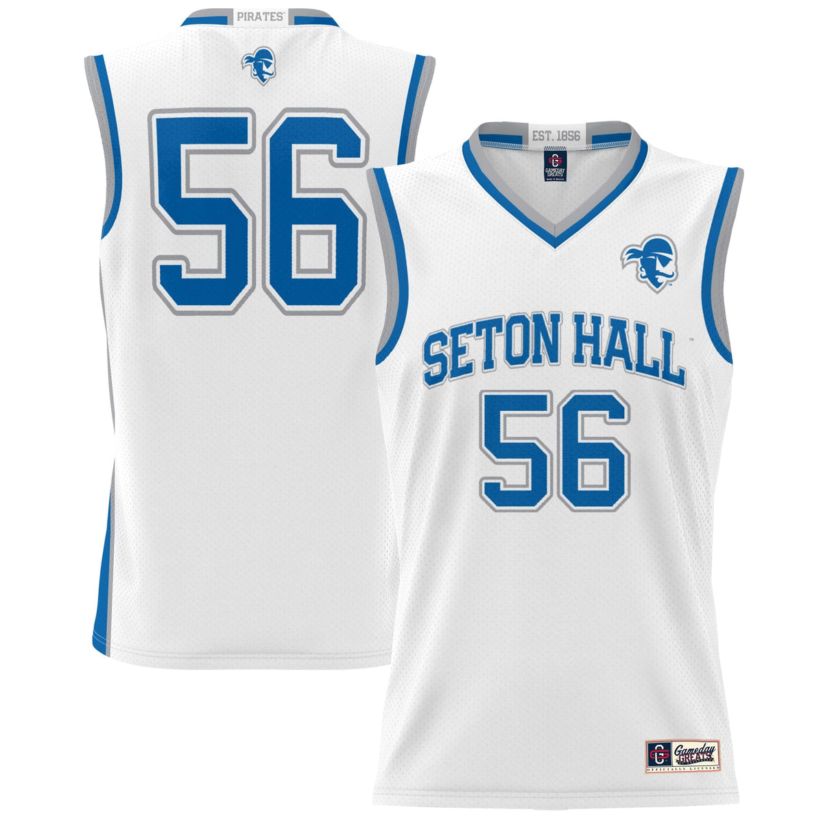 #56 Seton Hall Pirates Lightweight Basketball Jersey - White product image 2, provided for visual reference and product