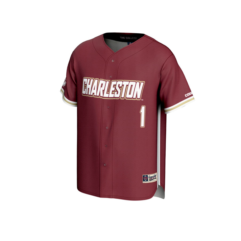 #1 Charleston Cougars Lightweight Baseball Fashion Jersey - Maroon product image 3, provided for visual reference and