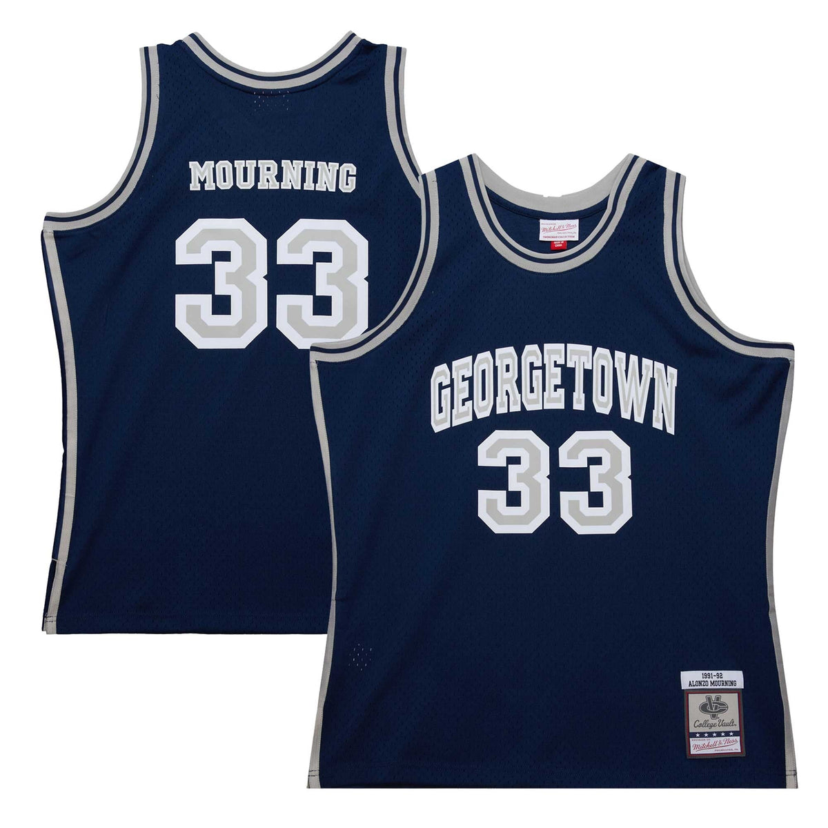 Alonzo Mourning Georgetown Hoyas 1991/92 Swingman Player Jersey - Navy product image 2, provided for visual reference and