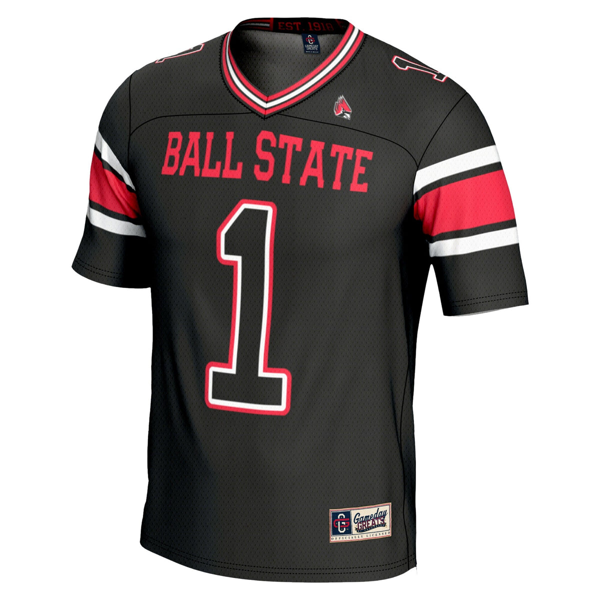 #1 Ball State Cardinals Endzone Football Jersey - Black product image 3, provided for visual reference and product detail