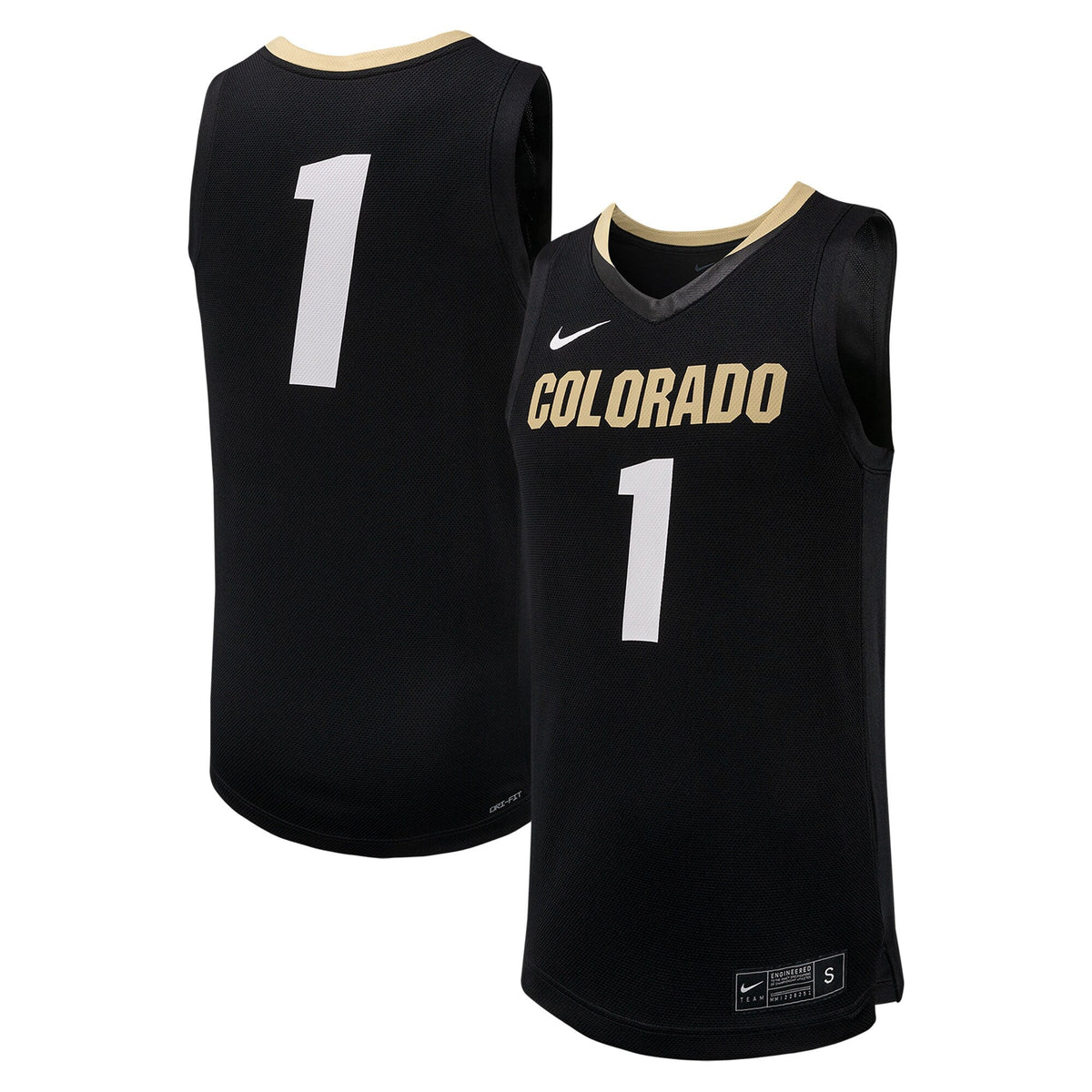 #1 Colorado Buffaloes Replica Basketball Jersey - Black product image 2, provided for visual reference and product detail