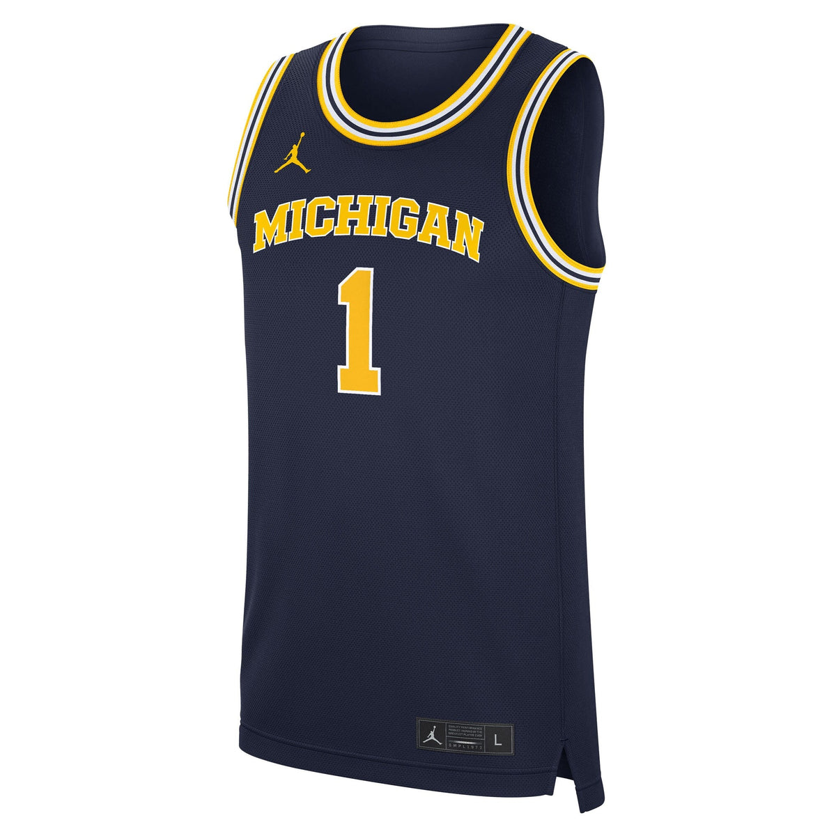 Michigan Wolverines Road Replica Basketball Jersey - Navy product image 3, provided for visual reference and product detail