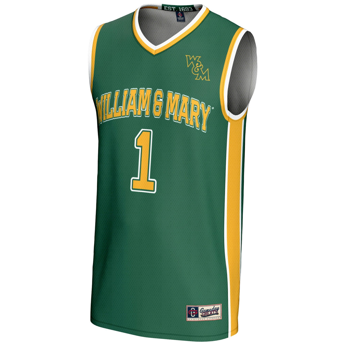 #1 William & Mary Tribe Lightweight Basketball Jersey - Green product image 3, provided for visual reference and product
