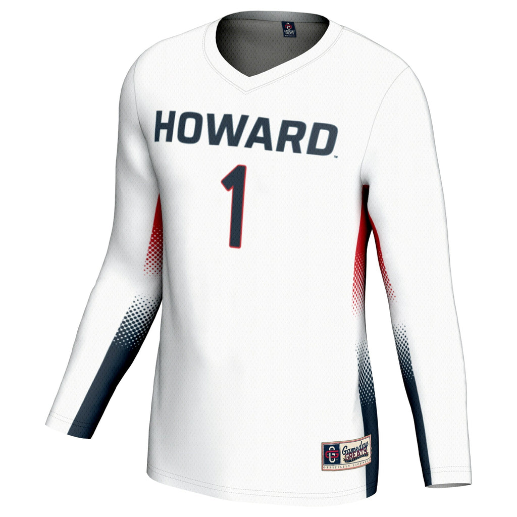 #1 Howard Bison Lightweight Volleyball Jersey - White product image 3, provided for visual reference and product detail