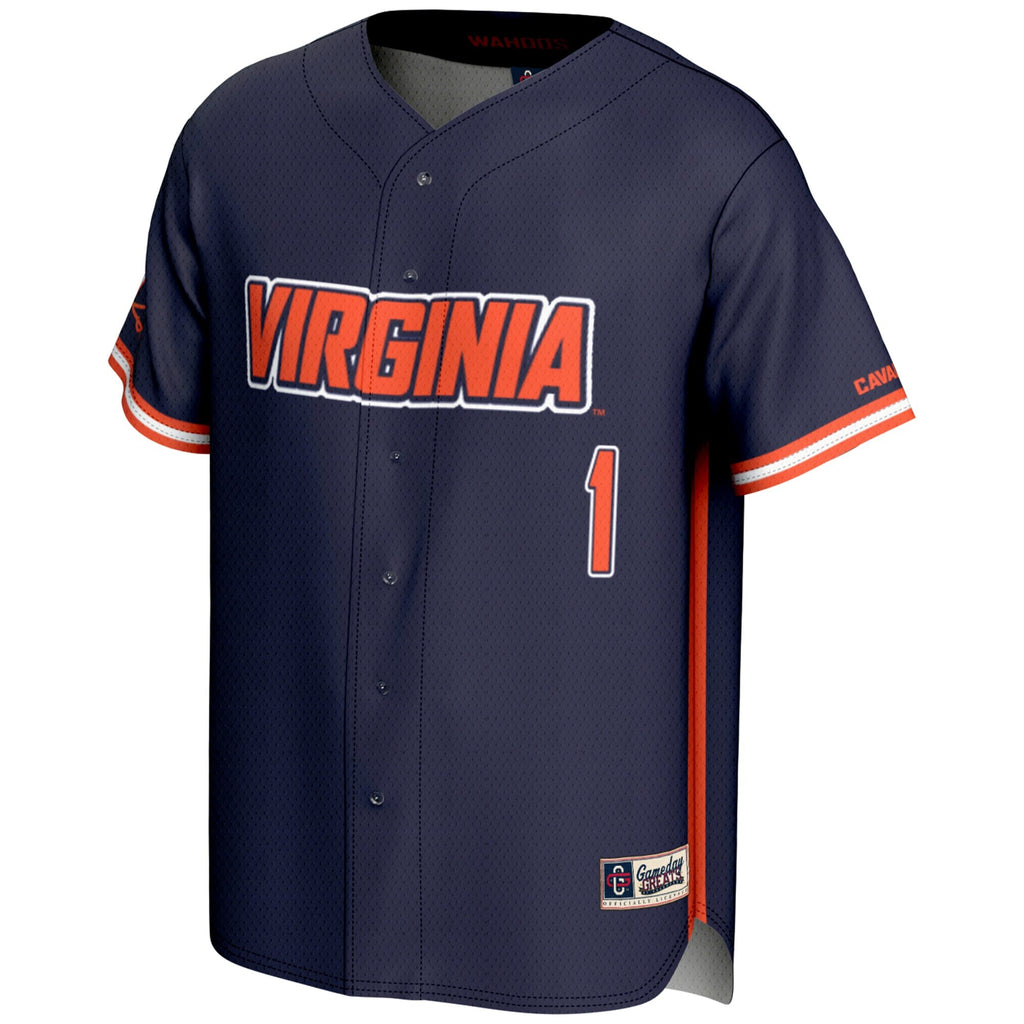 #1 Virginia Cavaliers Lightweight Baseball Jersey - Navy product image 3, provided for visual reference and product detail
