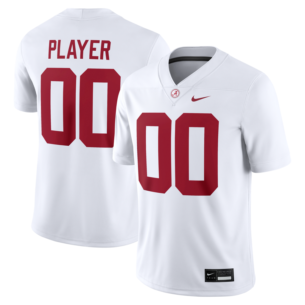 Alabama Crimson Tide NIL Pick-A-Player Game Jersey - White product image 1, provided for visual reference and product detail
