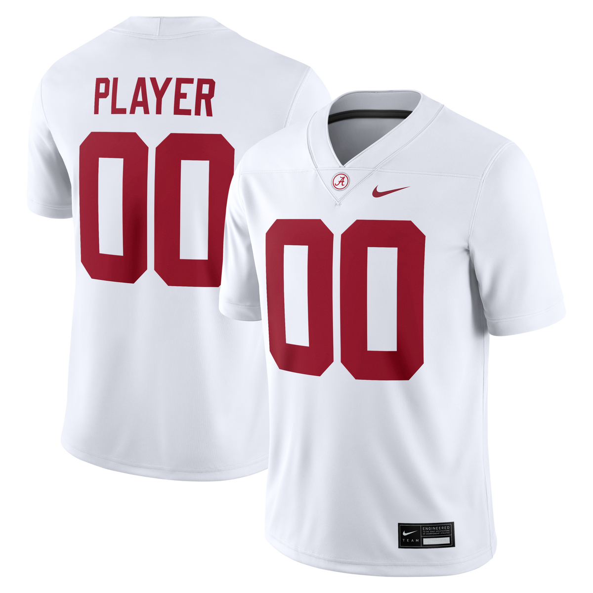 Alabama Crimson Tide NIL Pick-A-Player Game Jersey - White product image 1, provided for visual reference and product detail