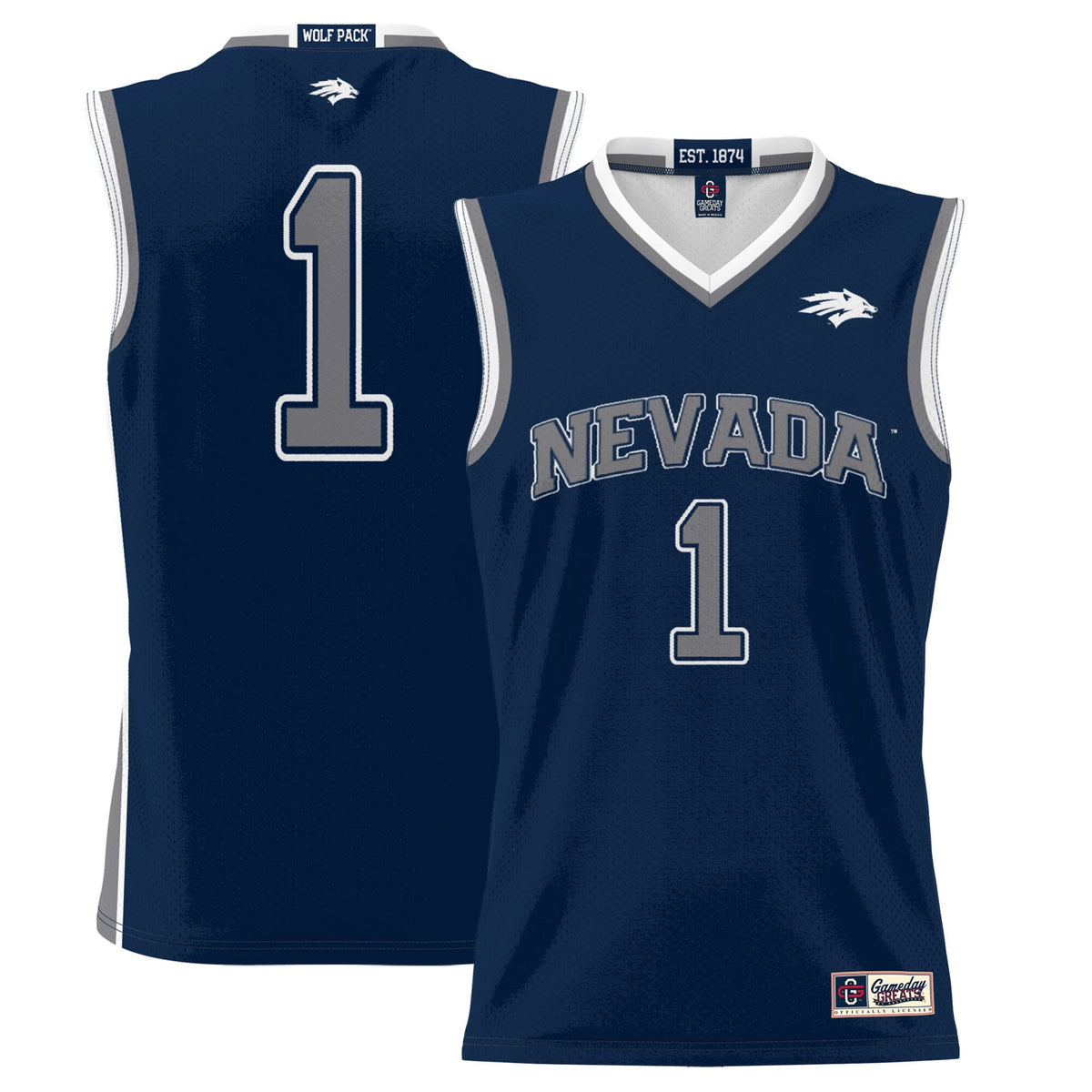 #1 Nevada Wolf Pack Lightweight Basketball Jersey - Navy product image 1, provided for visual reference and product detail