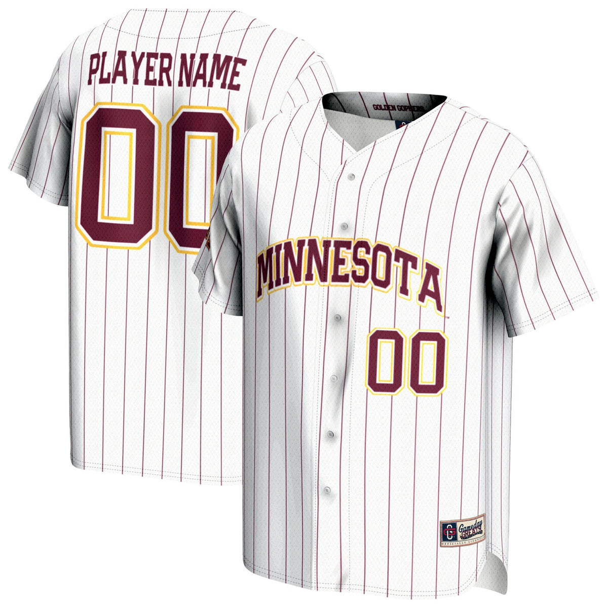 Minnesota Golden Gophers NIL Pick-A-Player Lightweight Baseball Jersey - White product image 2, provided for visual