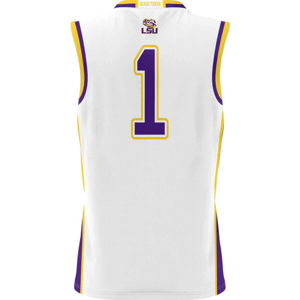 #1 LSU Tigers Lightweight Basketball Jersey - White product image 4, provided for visual reference and product detail review