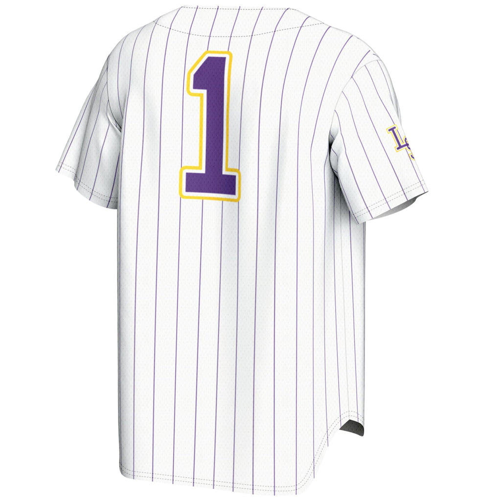 #1 LSU Tigers Lightweight Baseball Jersey - White product image 4, provided for visual reference and product detail review