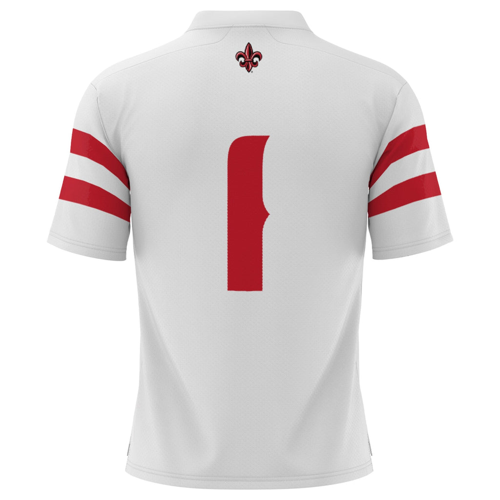 #1 Louisiana Ragin' Cajuns Football Jersey - White product image 4, provided for visual reference and product detail review