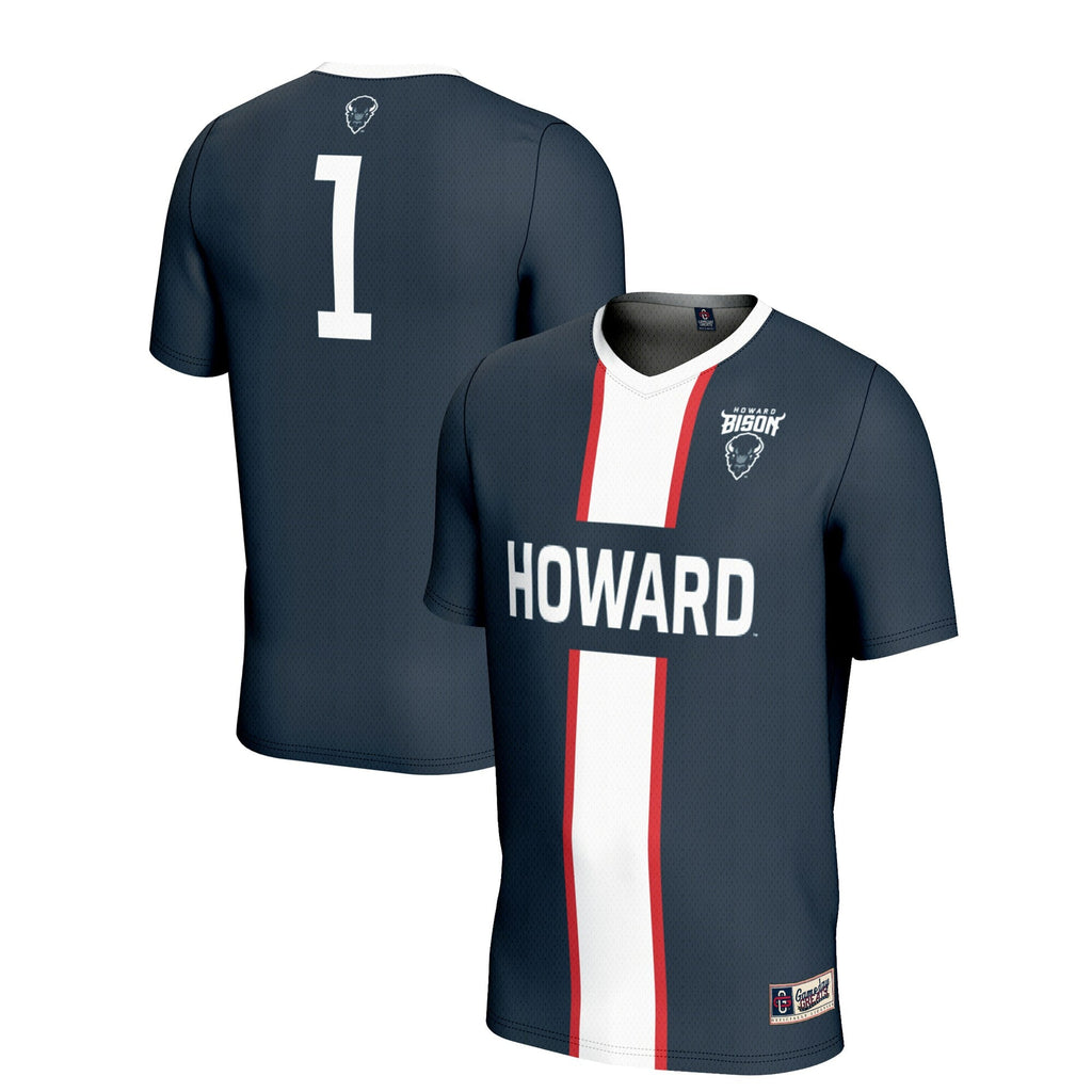 #1 Howard Bison Lightweight Soccer Fashion Jersey - Navy product image 1, provided for visual reference and product detail