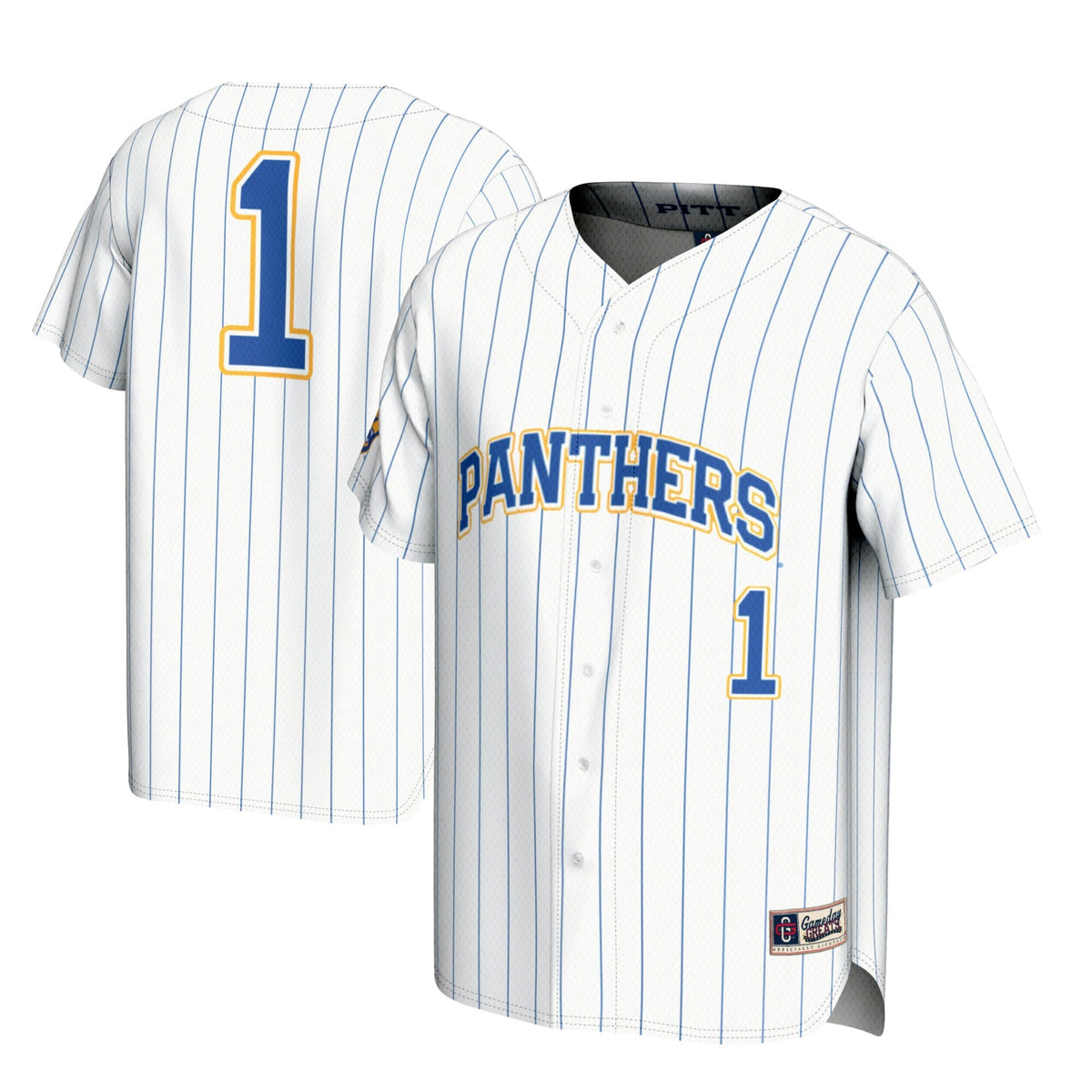 #1 Pitt Panthers Lightweight Baseball Jersey - White product image 1, provided for visual reference and product detail review
