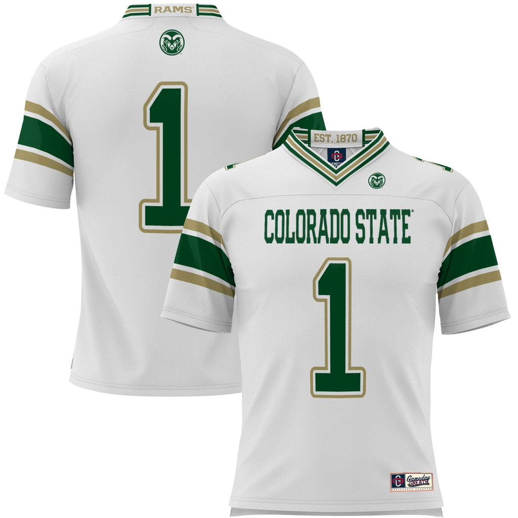 #1 Colorado State Rams Endzone Football Jersey - White product image 2, provided for visual reference and product detail