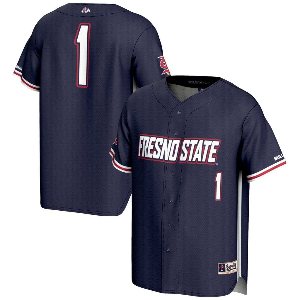 #1 Fresno State Bulldogs Lightweight Baseball Jersey - Navy product image 1, provided for visual reference and product