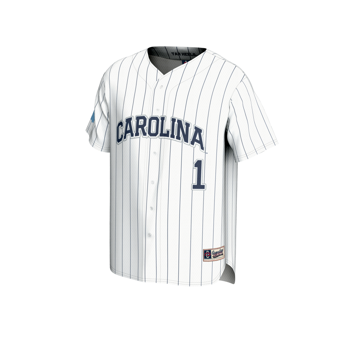 #1 North Carolina Tar Heels Lightweight Baseball Fashion Jersey - White product image 3, provided for visual reference and