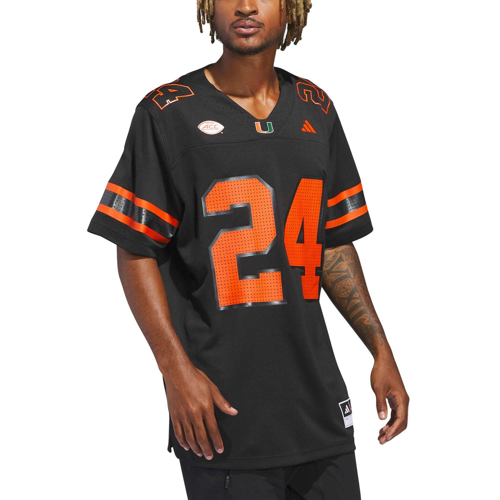 #24 Black Miami Hurricanes Premier Strategy Jersey product image 4, provided for visual reference and product detail review