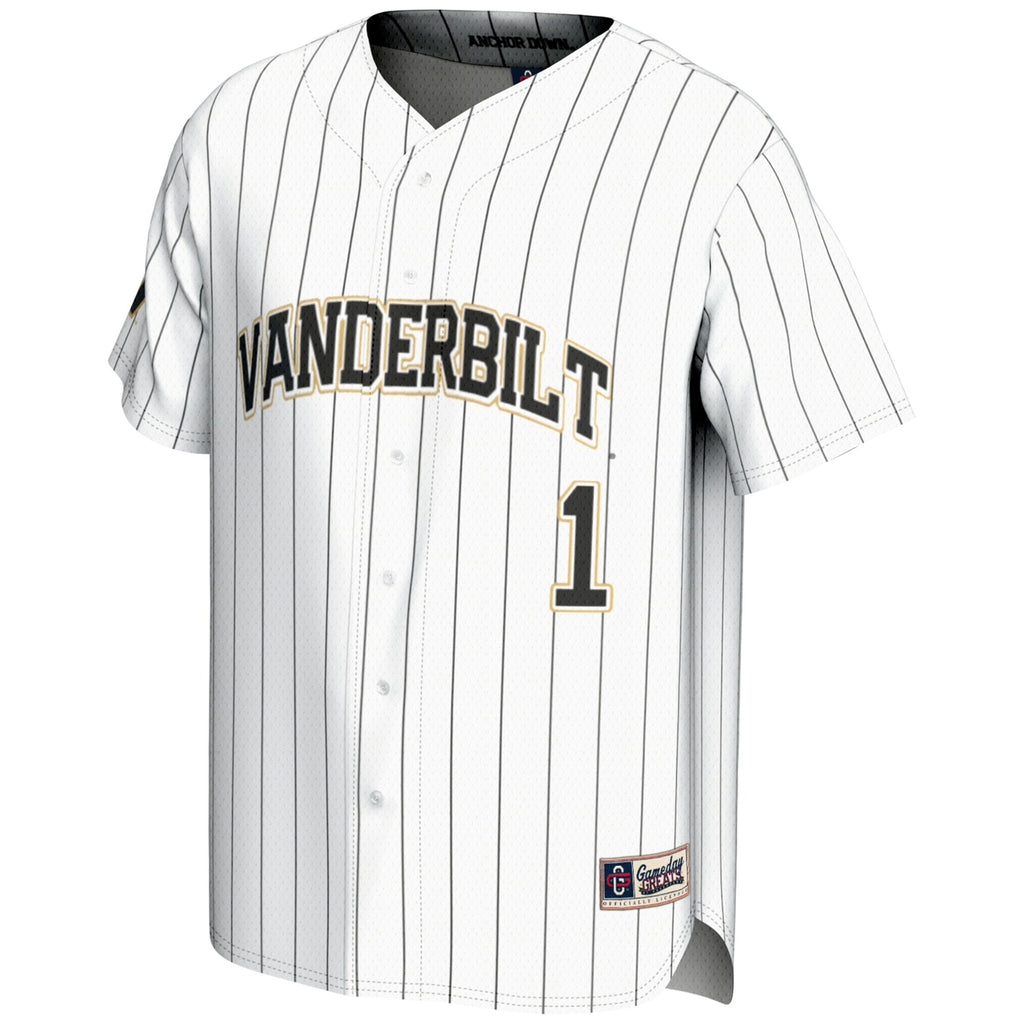 #1 Vanderbilt Commodores Lightweight Baseball Jersey - White product image 3, provided for visual reference and product