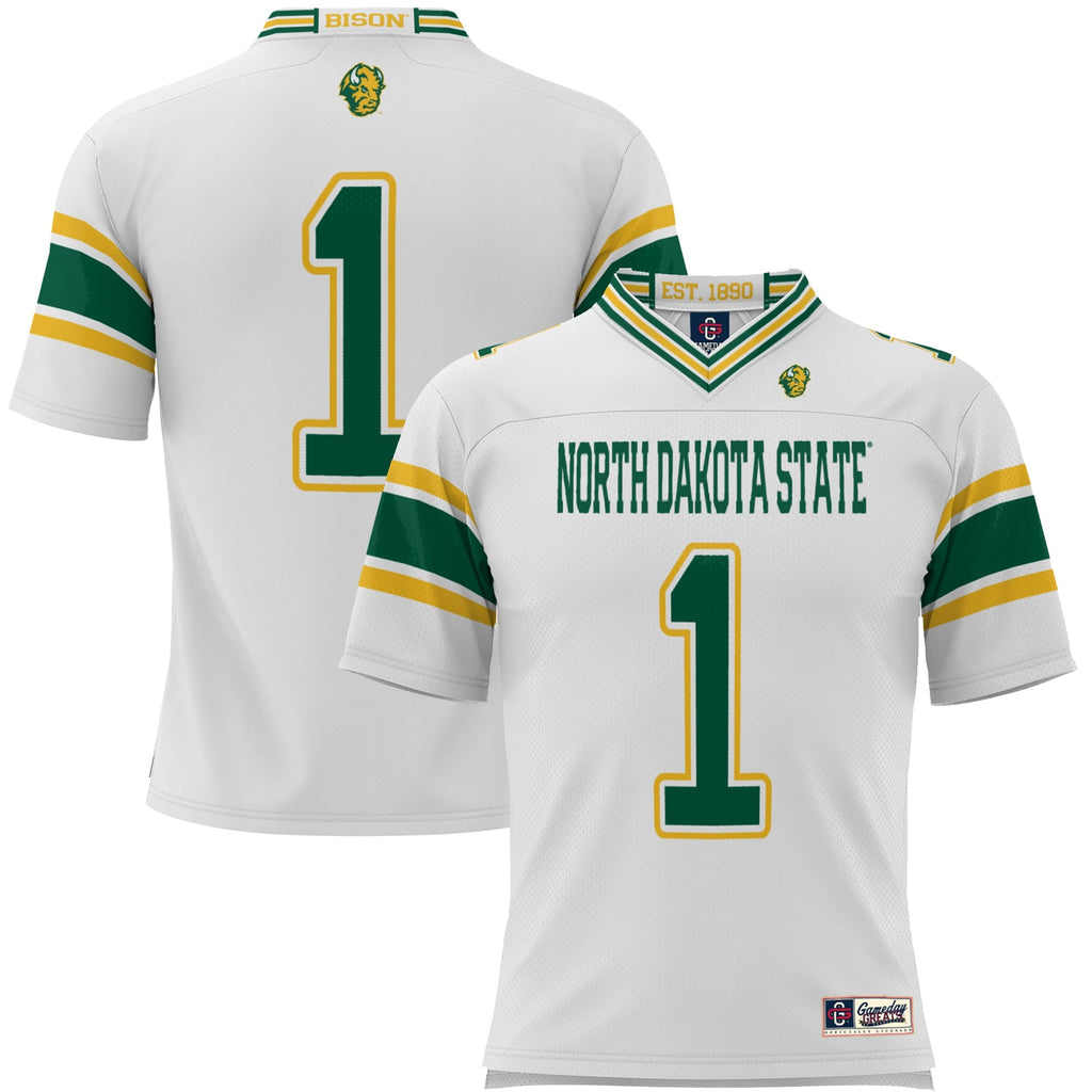 #1 NDSU Bison Endzone Football Jersey - White product image 2, provided for visual reference and product detail review