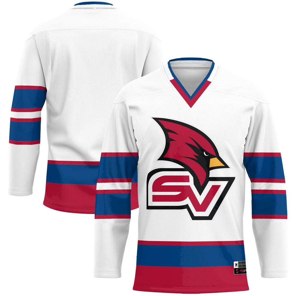 Saginaw Valley State Cardinals Hockey Jersey - White product image 1, provided for visual reference and product detail review