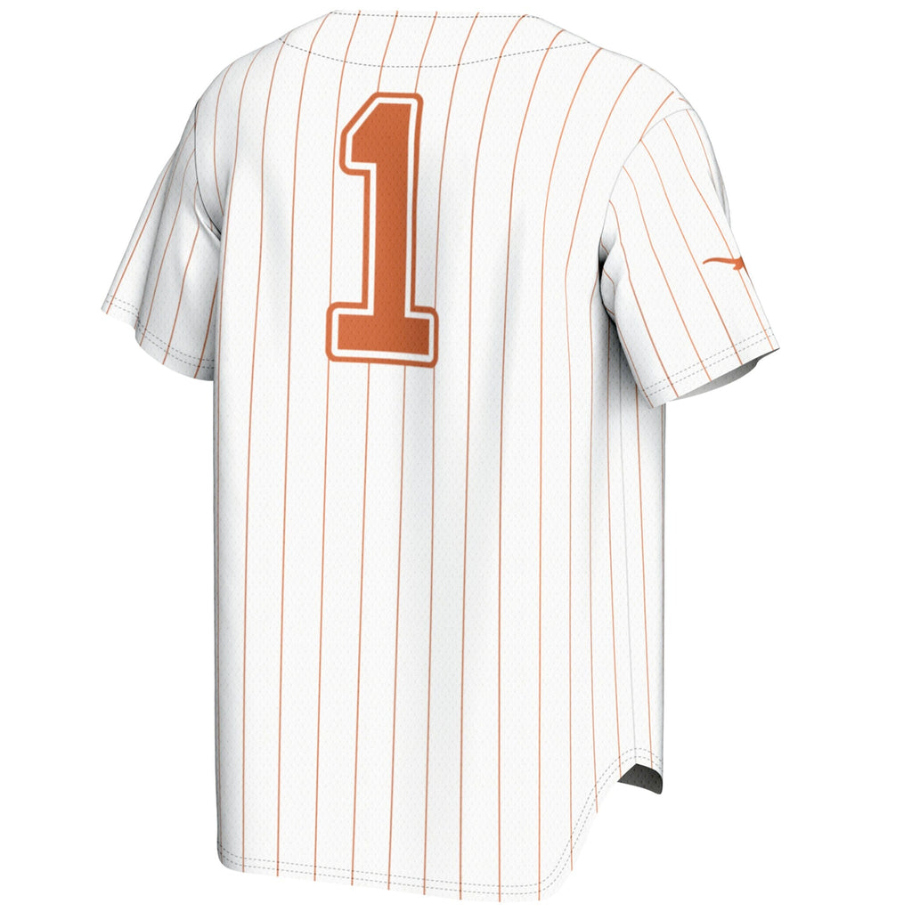 #1 Texas Longhorns Lightweight Baseball Jersey - White product image 4, provided for visual reference and product detail