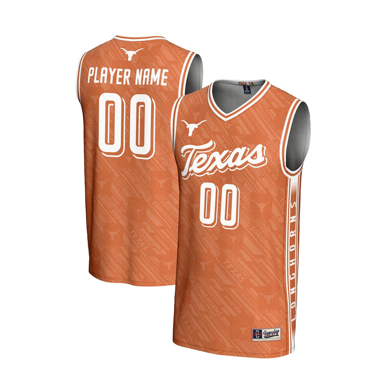 Texas Longhorns NIL Pick-A-Player Basketball Highlight Print Lightweight Jersey - Texas Orange product image 2, provided for