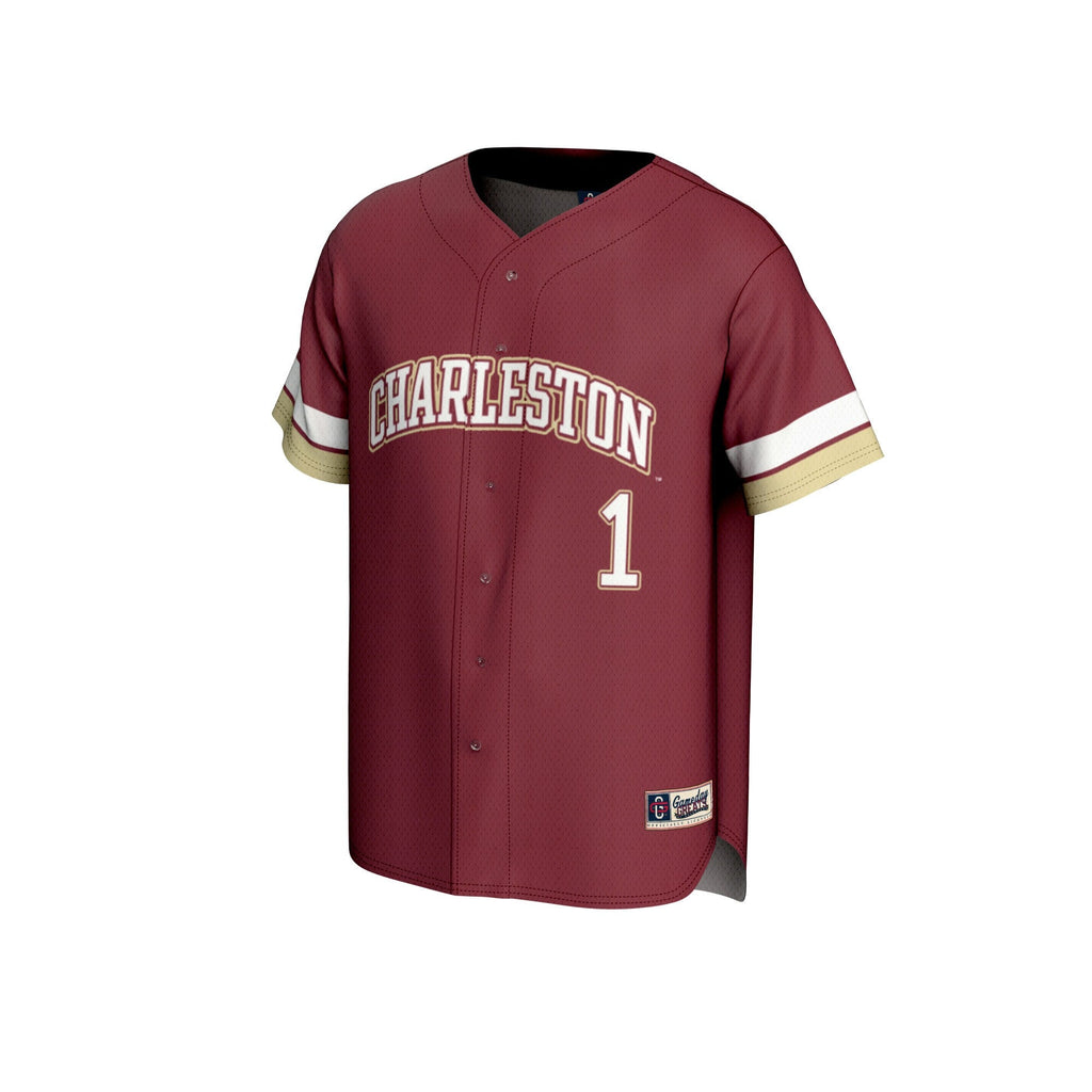 #1 Charleston Cougars Lightweight Collegiate Baseball Fashion Jersey - Maroon product image 3, provided for visual reference