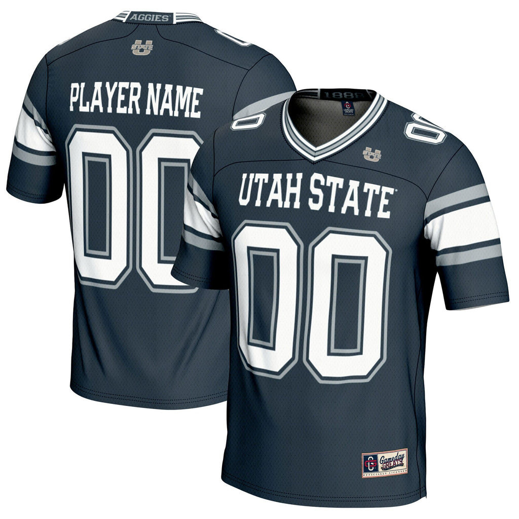Utah State Aggies NIL Pick-A-Player Football Jersey - Navy product image 2, provided for visual reference and product detail