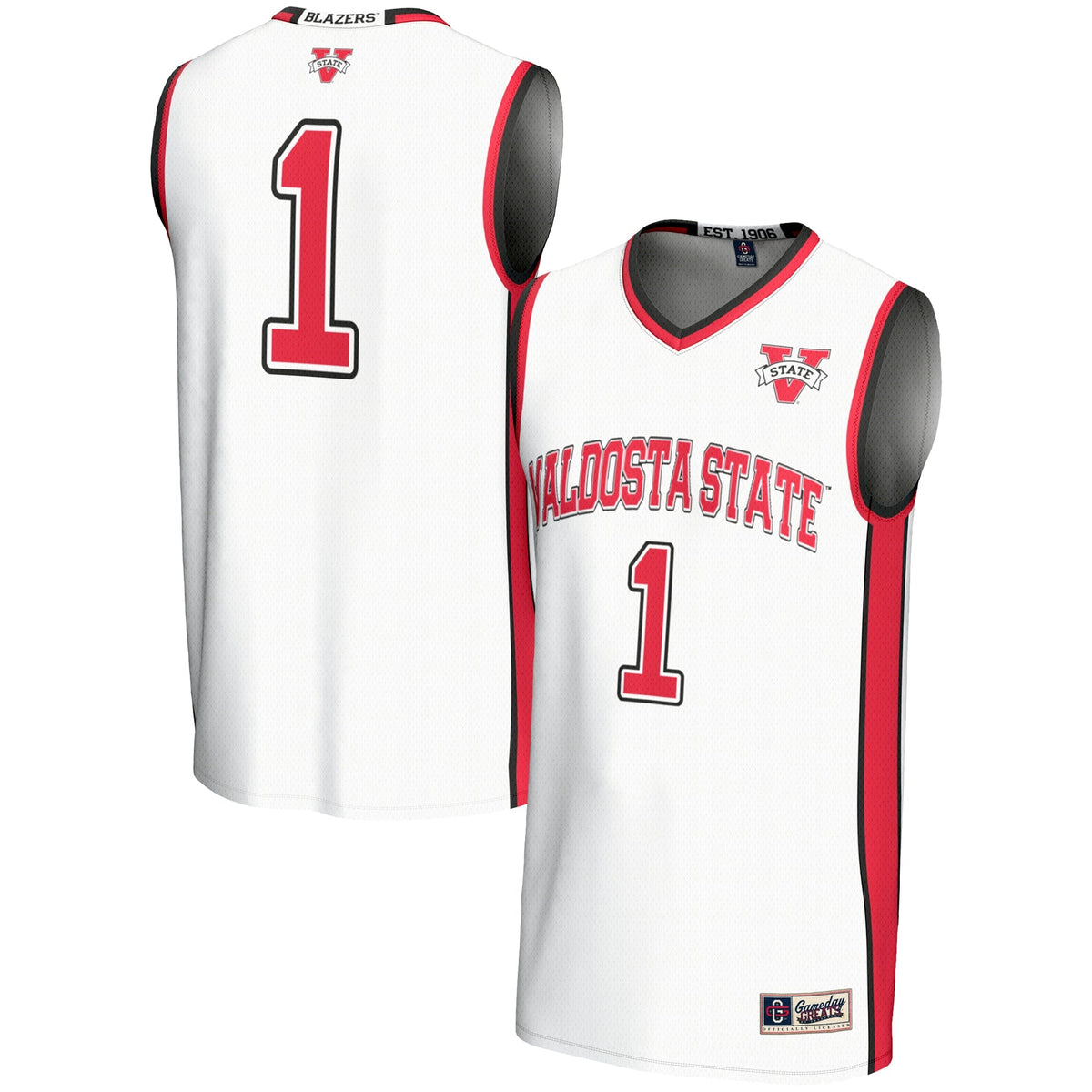 #1 Valdosta State Blazers Lightweight Basketball Jersey - White product image 2, provided for visual reference and product