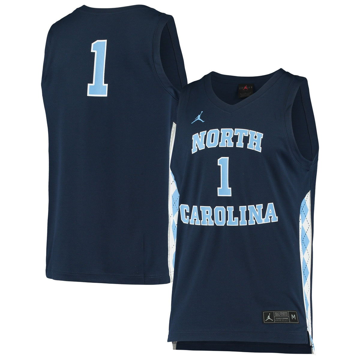 #1 North Carolina Tar Heels Replica Basketball Jersey - Navy product image 2, provided for visual reference and product
