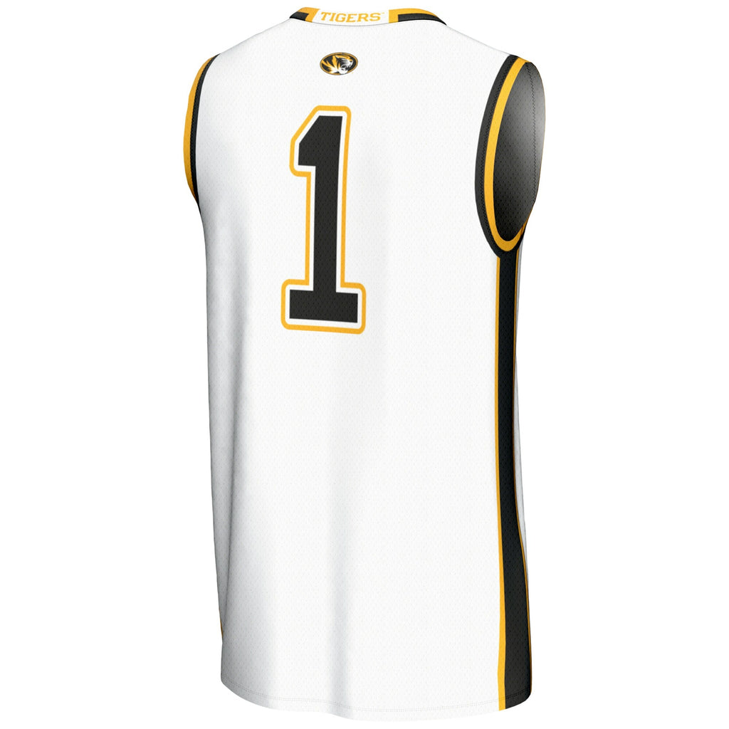 #1 Missouri Tigers Lightweight Basketball Jersey - White product image 4, provided for visual reference and product detail