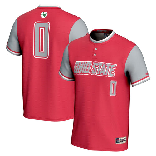 #0 Ohio State Buckeyes Lightweight Softball Jersey - Scarlet product image 2, provided for visual reference and product