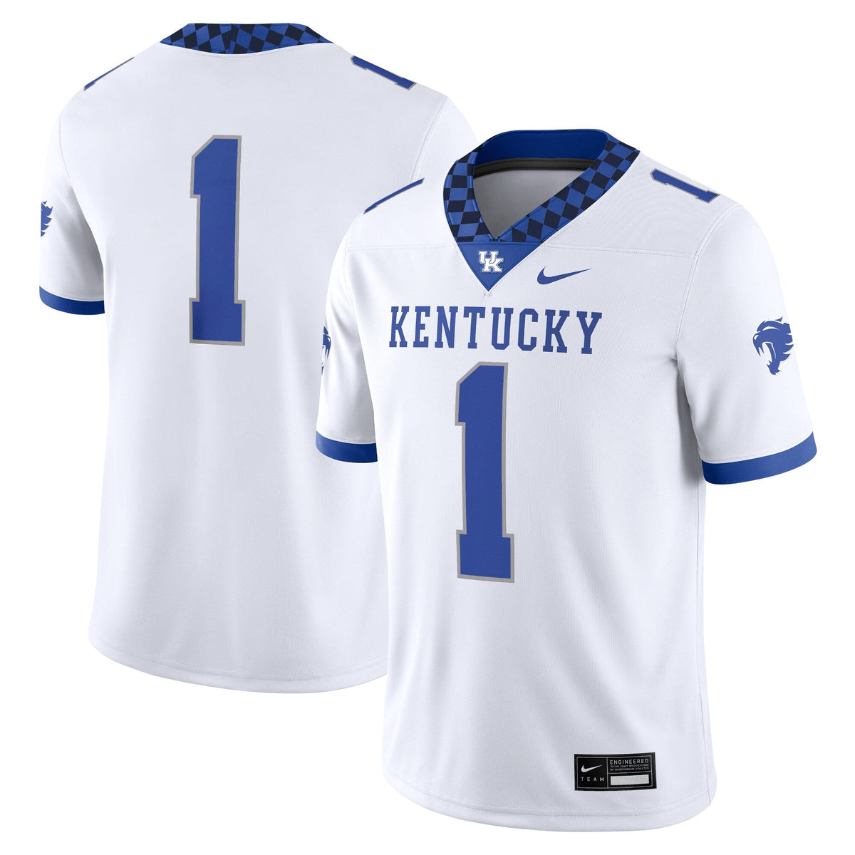 #1 White Kentucky Wildcats Game Jersey product image 2, provided for visual reference and product detail review